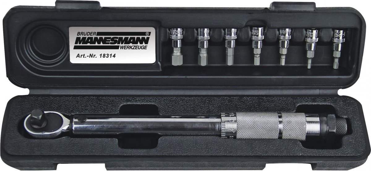 Brüder Mannesmann M18314 Jeu de clés dynamométriques avec cliquet réversible 1/4 (6.3 mm) 5 - 25 Nm
