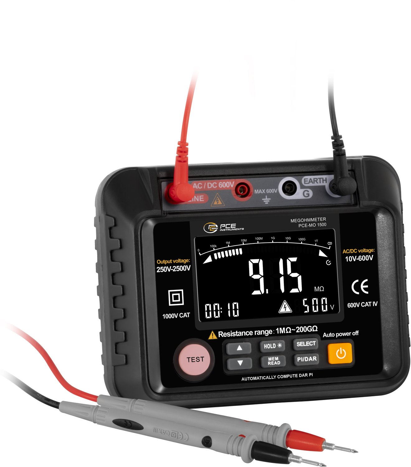 PCE Instruments PCE-MO 1500 Appareil de mesure de lisolation, Ohmmètre 2500 V 2500 GΩ