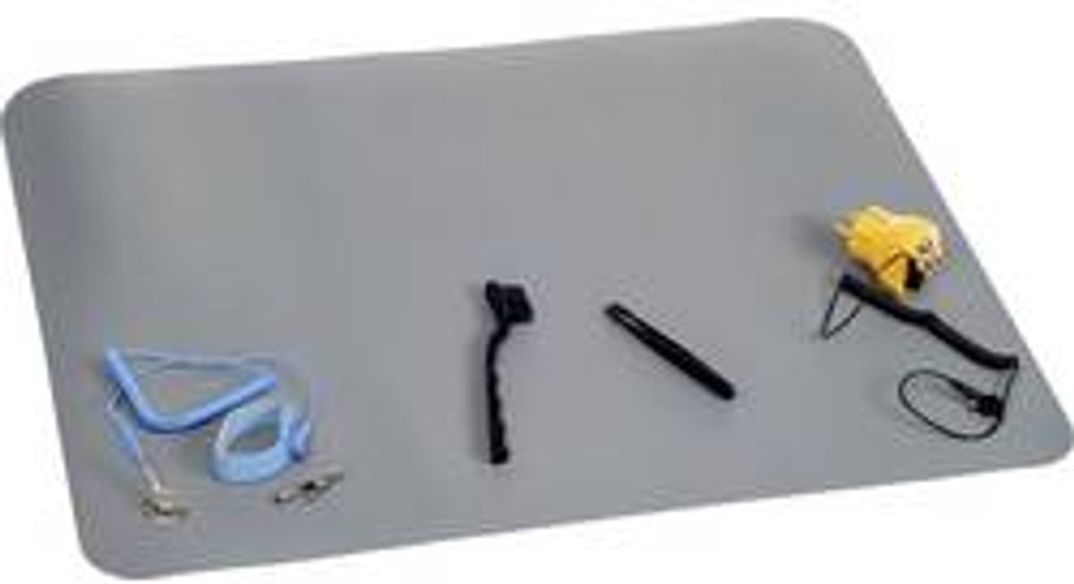 Ensemble avec tapis antistatique (ESD) Quadrios gris (L x l) 650 mm x 500 mm