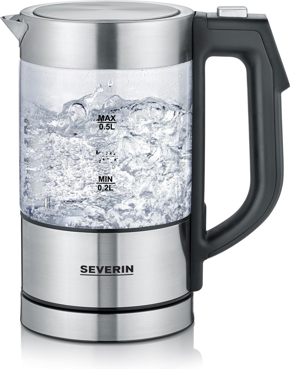 Severin WK 3458 Bouilloire sans fil, sans BPA acier inoxydable, noir Contenance: 0.5 l