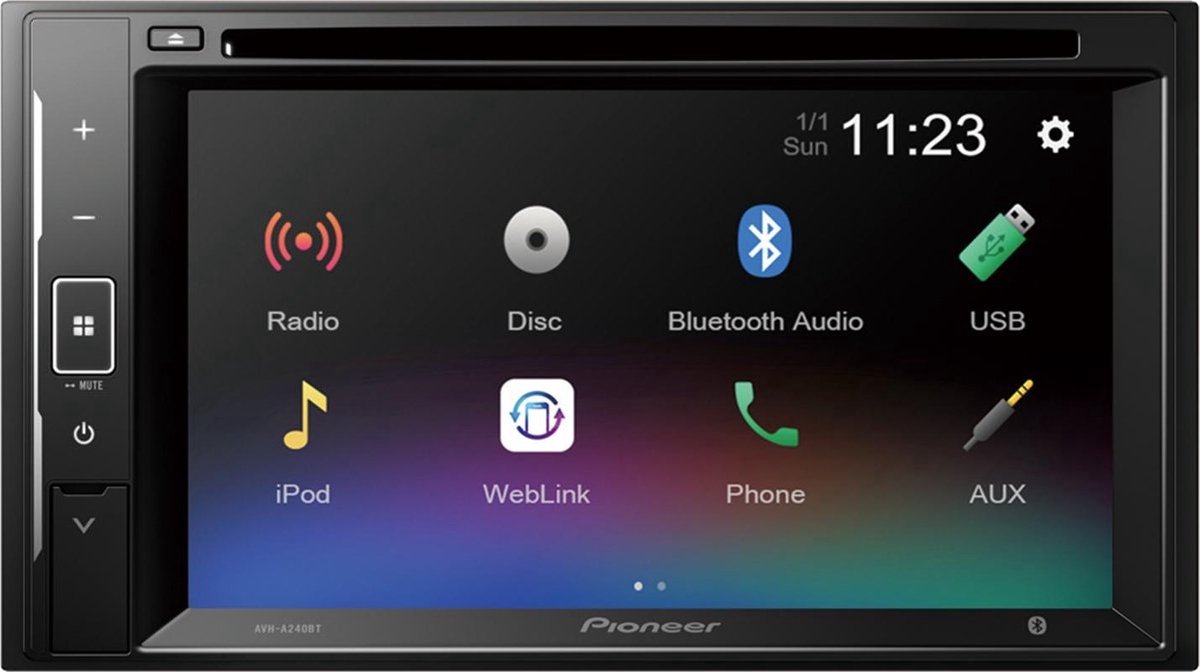 Pioneer AVH-A240DAB Ampli-tuner multimédia 2 DIN port pour commande au volant, connexion possible à une caméra de recul, kit mains libres bluetooth, tuner DAB+