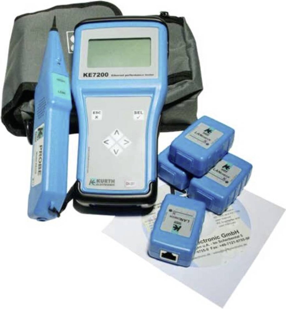 Kurth Electronic KE7200 PRO Kit Testeur réseau Continuité, Identification, Suivi de câble, Polarité, par interruption