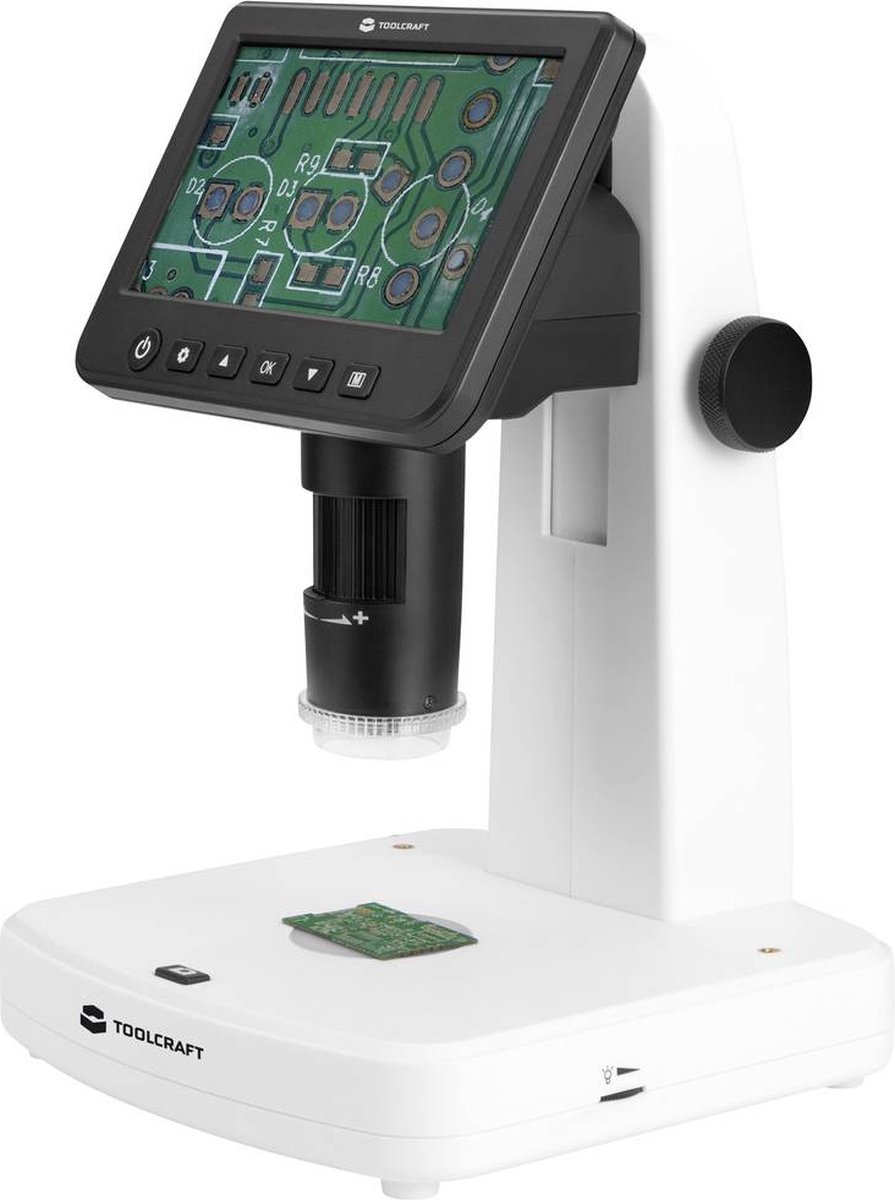 TOOLCRAFT TO-9076404 Microscope TOOLCRAFT 12,7 cm (5 pouces) LCD avec polariseur 300 x lumière réfléchie, lumière transmise