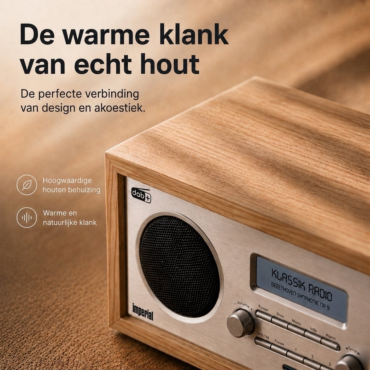 Radio DAB+ / FM Bois avec Écran Rétro-éclairé et Fonction Alarme DABMAN 30