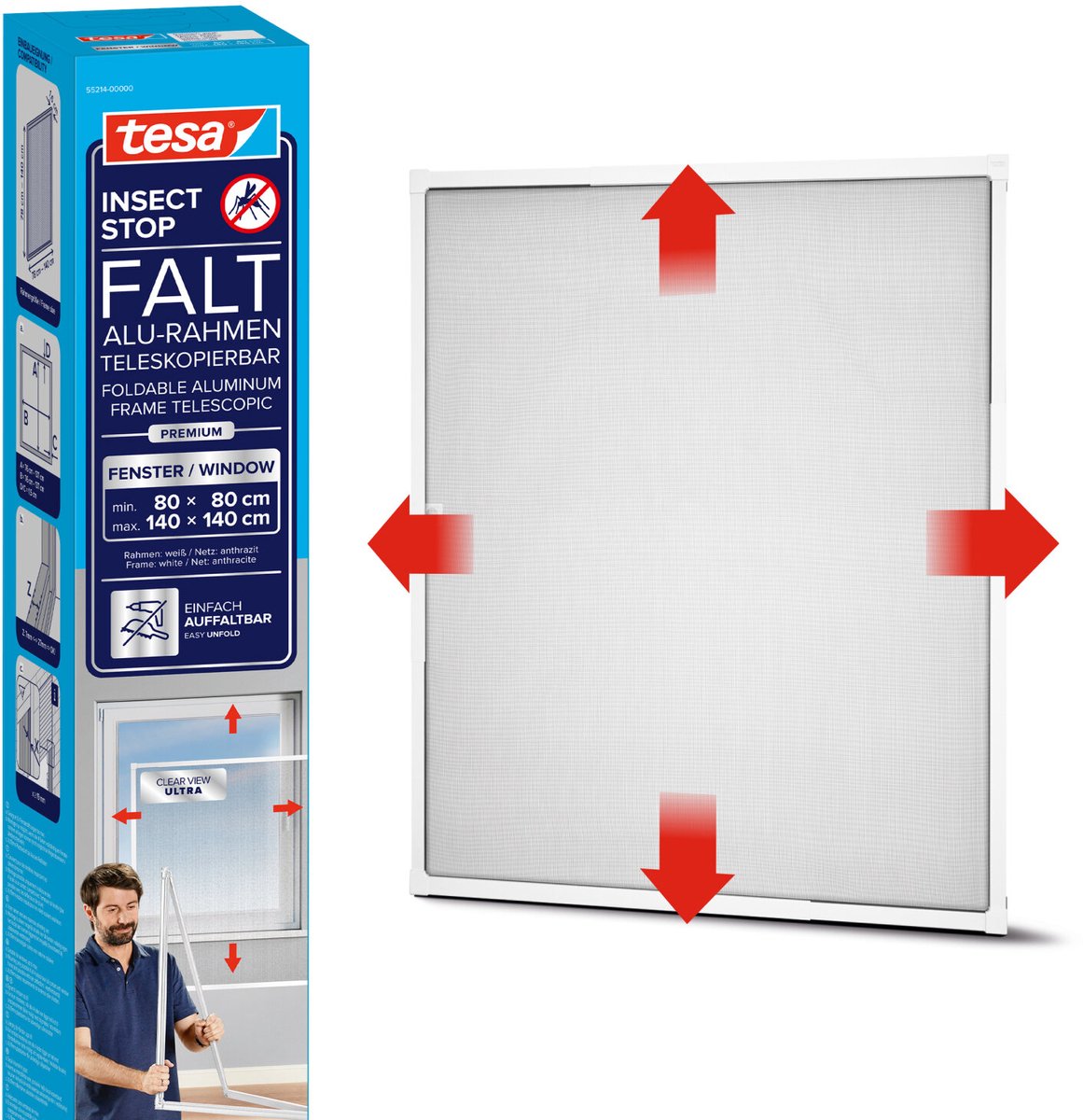 tesa FALT 55214-00000-00 Moustiquaire pour fenêtre blanc 1 pc(s)