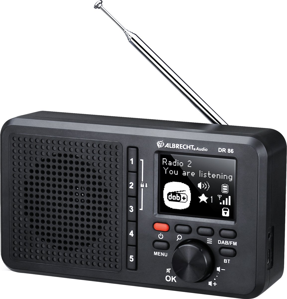 Albrecht DR 86 Radio de table DAB+, FM rechargeable noir