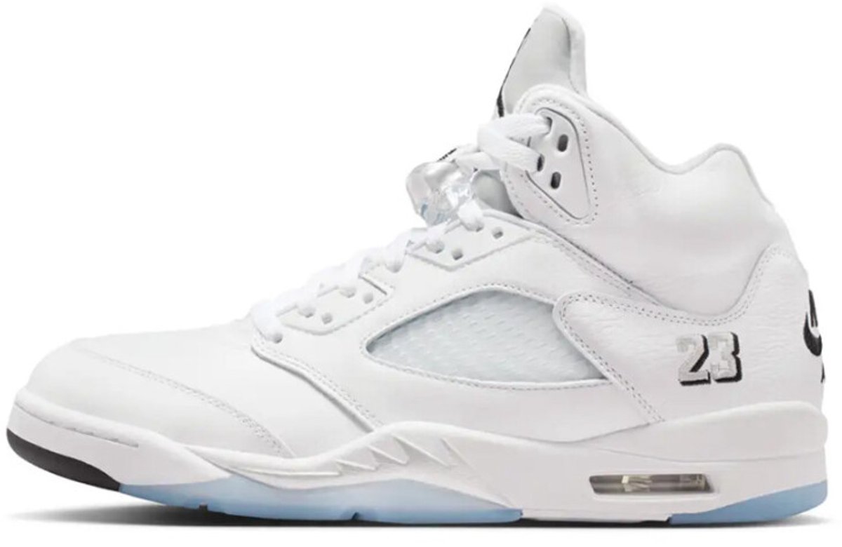 Air Jordan 5 Retro Weiß Metallic 2026 Herren Sneaker Metallic-Silber Schwarz HQ7978-103 45 white