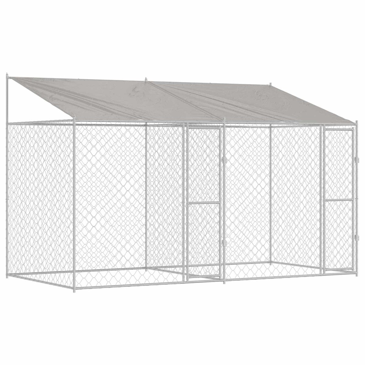 vidaXL Hundekäfig mit Dach Silber 400 x 200 x 256 cm Stahl und PE silber