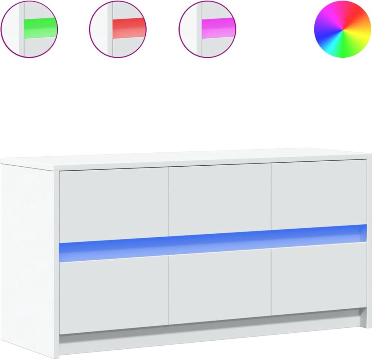 Vidaxl TV-Schrank mit LED, Weiß, 100x34x50 cm, Holzwerkstoff