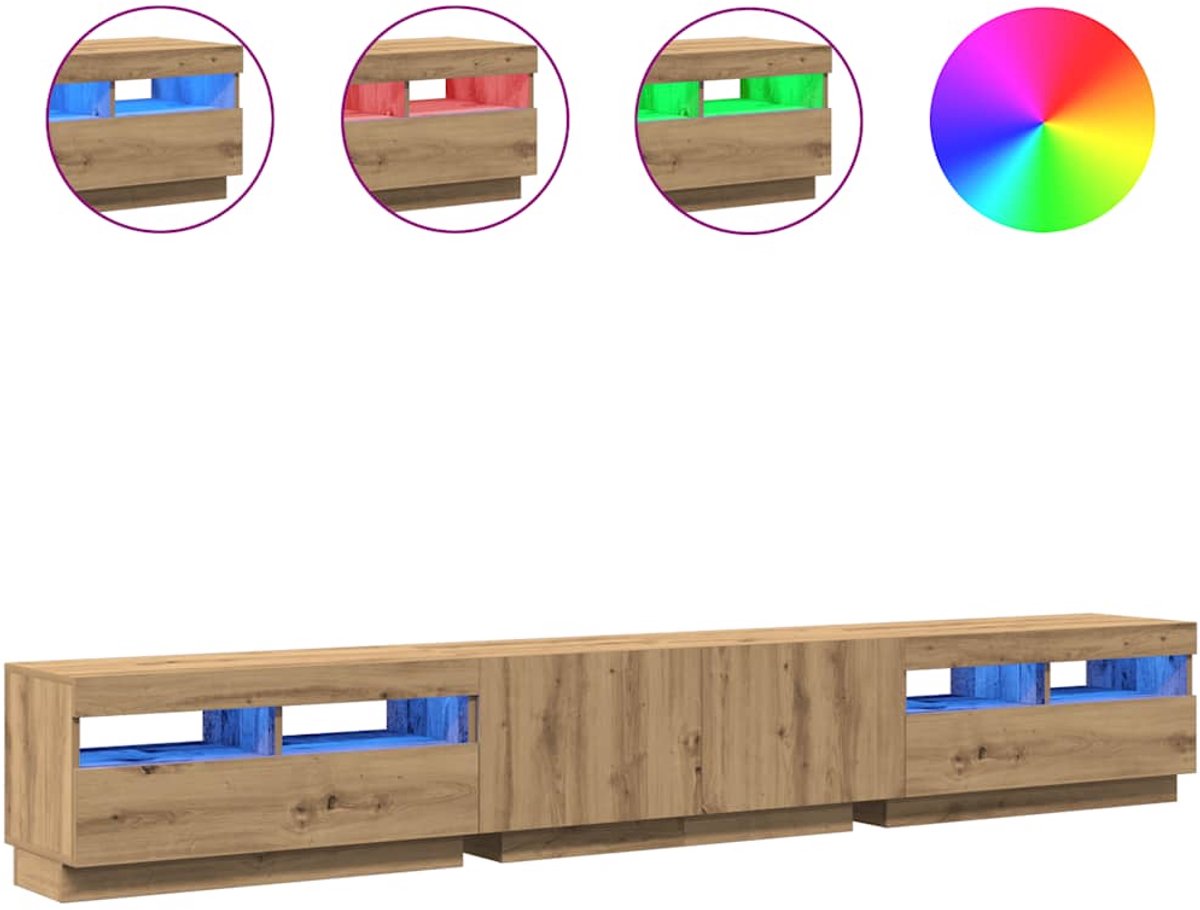 vidaXL TV-Schrank mit LED-Leuchten Artisan-Eiche 260x35x40 cm braun