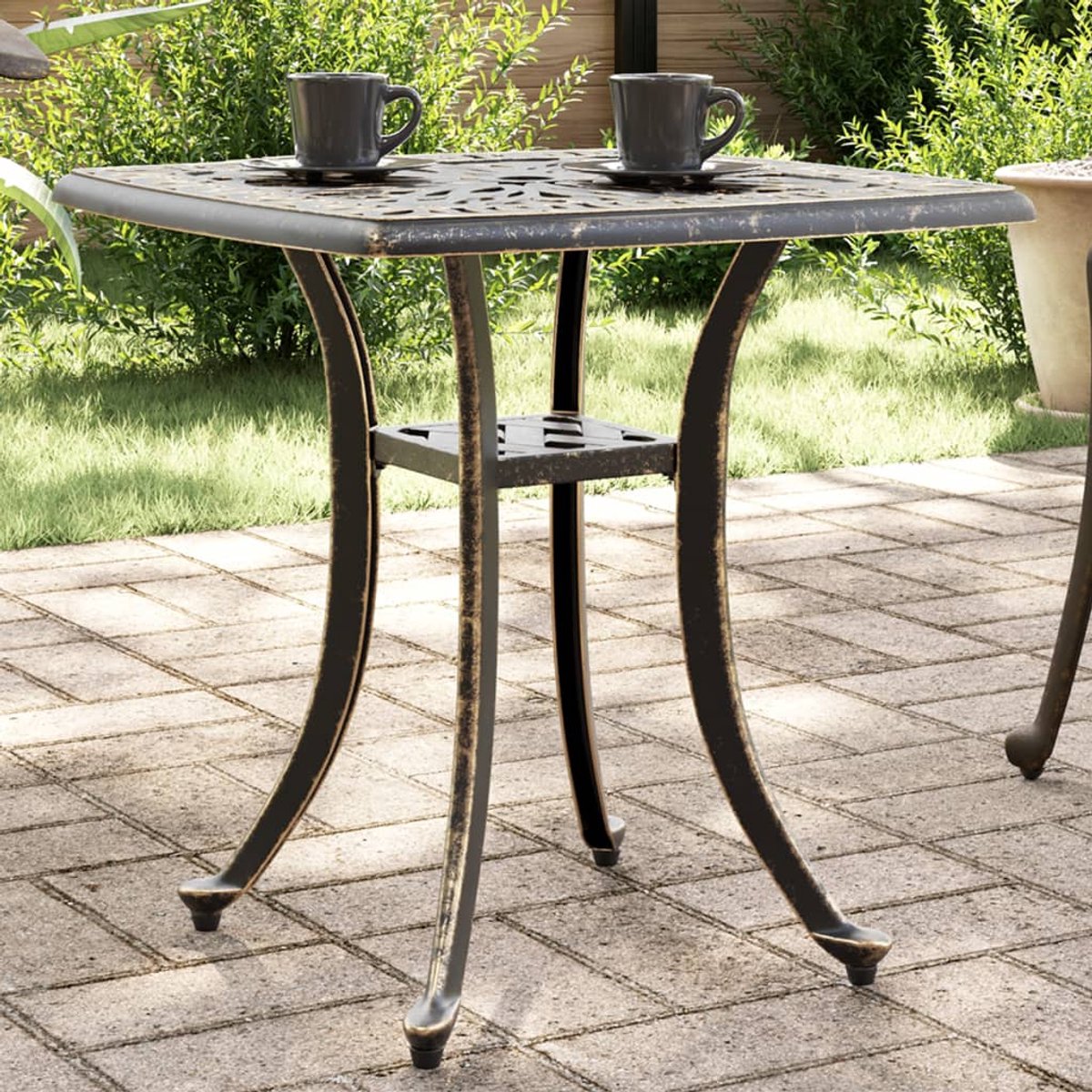 Vidaxl Gartentisch, Braun, 53X53X53 Cm, Gusseisen-Aluminium