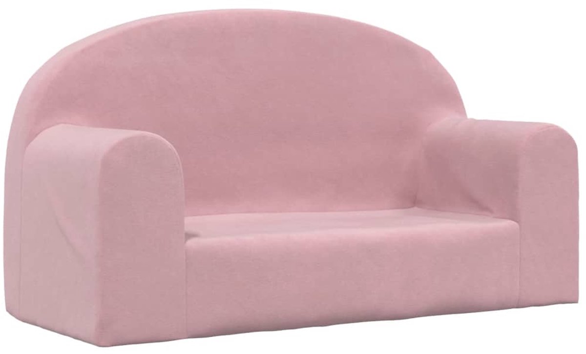 Vidaxl 2-Os. Kinder-Sofa, Rosa Weicher Plüsch