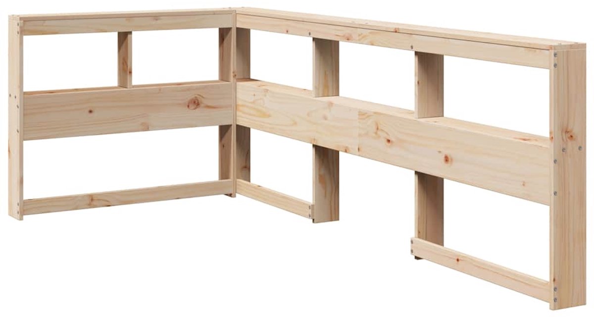 vidaXL Kopfteil mit Bücherregal L-Form 80 cm Massivholz Kiefer braun