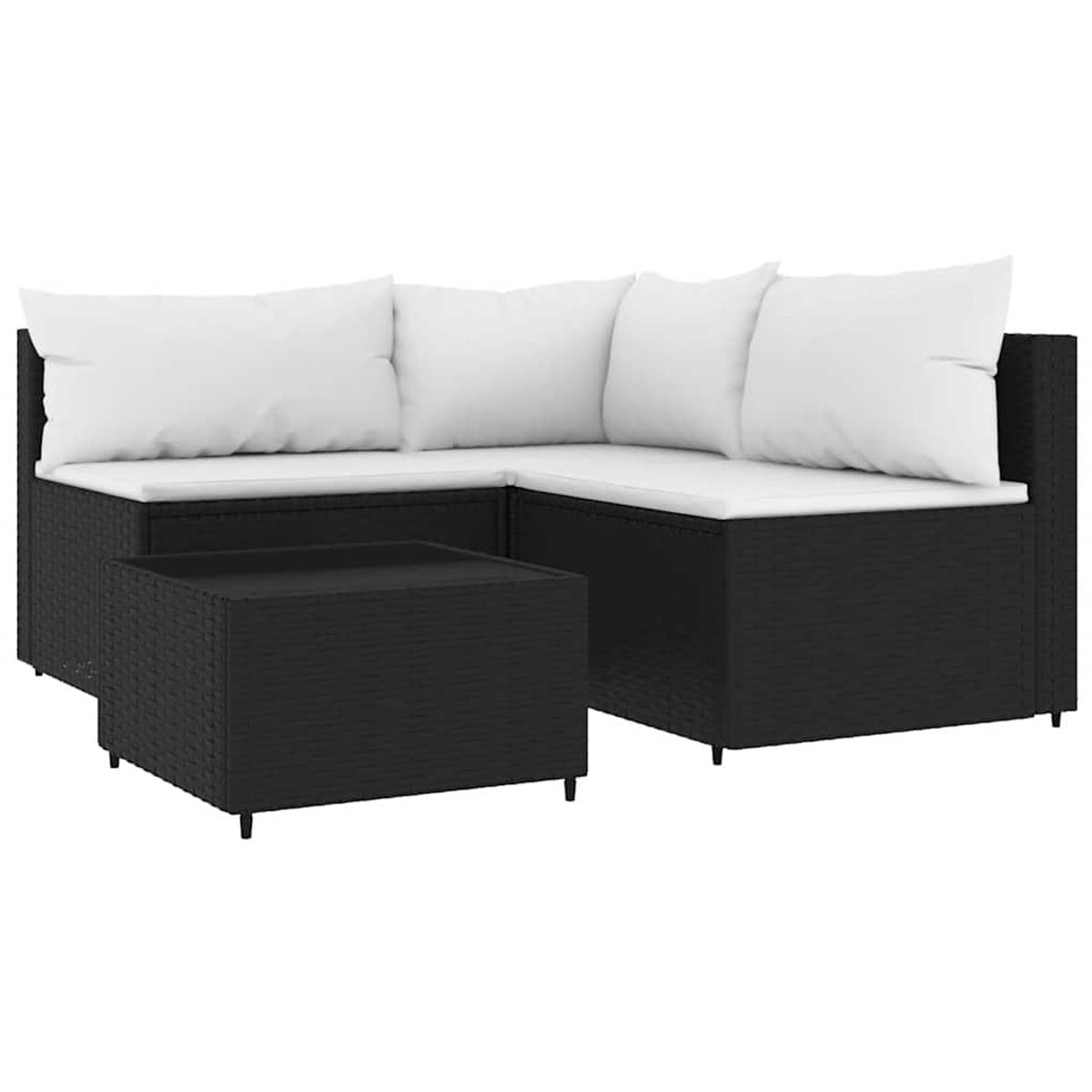 4-teiliges Lounge-Set mit Kissen, Polyrattan