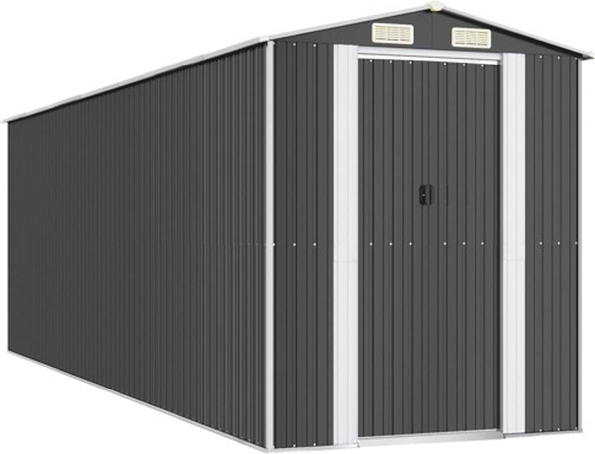 vidaXL Geräteschuppen Anthrazit 192x606x223 cm Verzinkter Stahl dunkelgraue