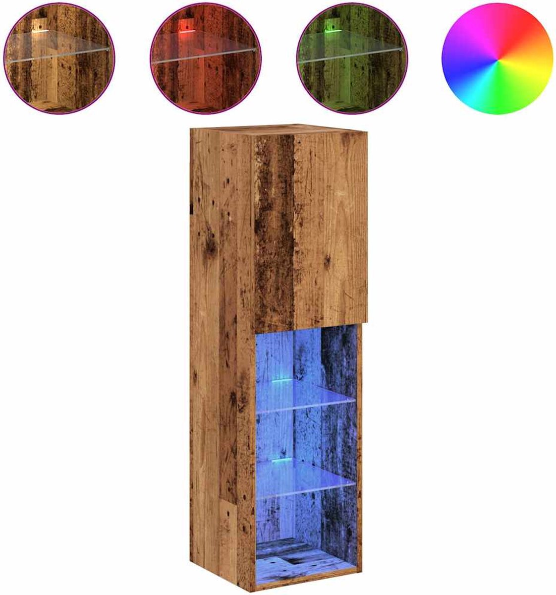 Vidaxl TV-Schränke, Mit LED, 2 Stück, Altes Holz, 30,5X30X102 Cm