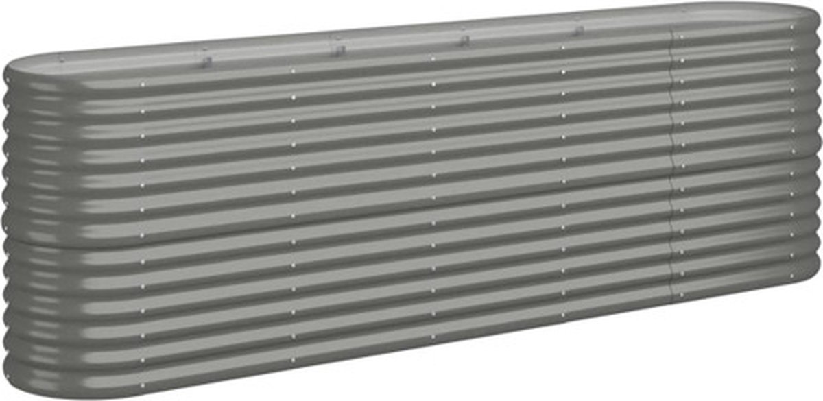 Vidaxl Erhöhter Pflanztrog, Pulverbeschichteter Stahl 224X40X68 Cm, Grau