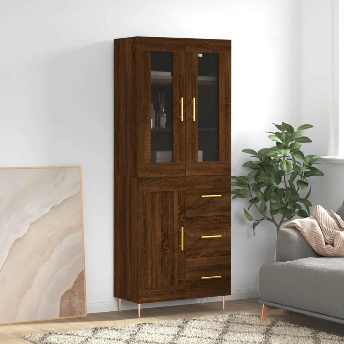 Vidaxl Vitrine, Weiß, 69,5X34X180 Cm, Holzwerkstoff