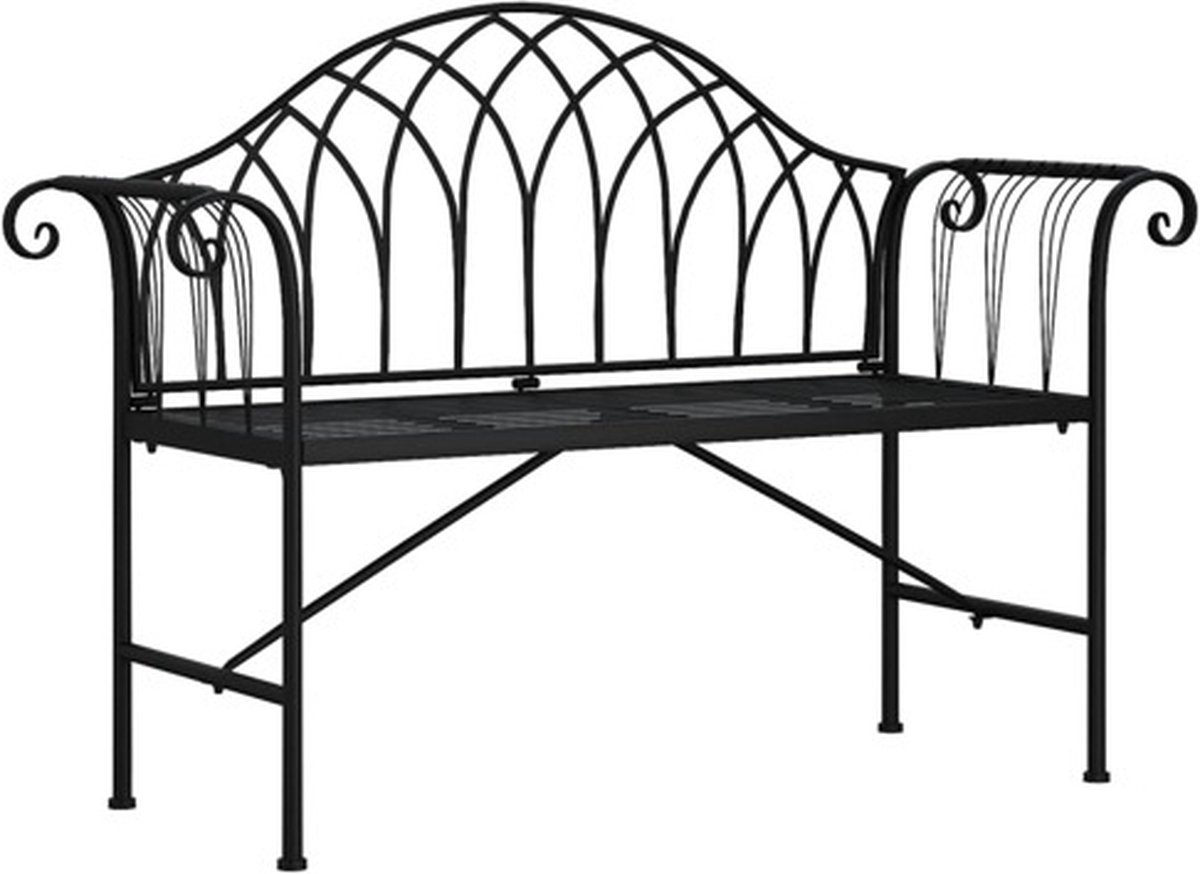 Vidaxl Gartenbank für 2 Personen, 128 cm, Schwarz, Stahl