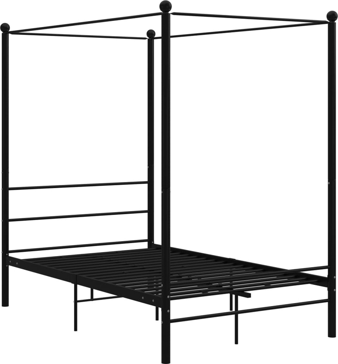 vidaXL Himmelbett Schwarz Metall 140x200 cm schwarz