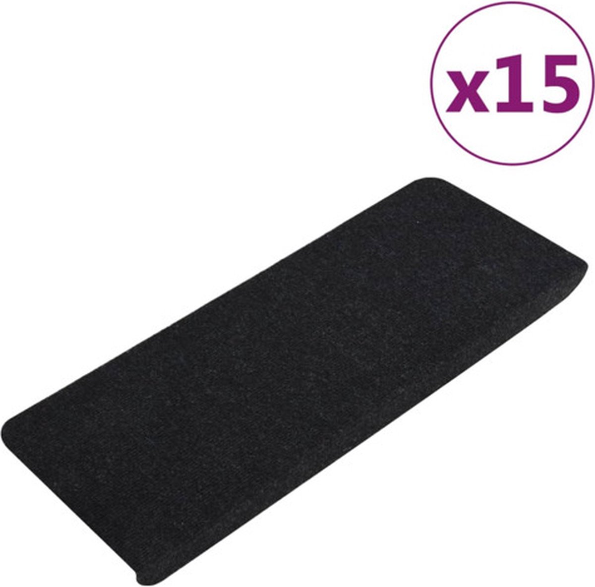 Vidaxl Selbstklebende Treppenstufenmatten, 15 Stück, 65x24,5x3,5cm, Schwarz