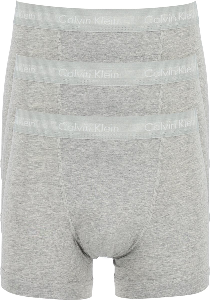 Calvin Klein 3er Pack Trunks Einfarbig mit Buchstabenprint Boxer Briefs Herren Unterwäsche Grau 0000U2662G-080 S white