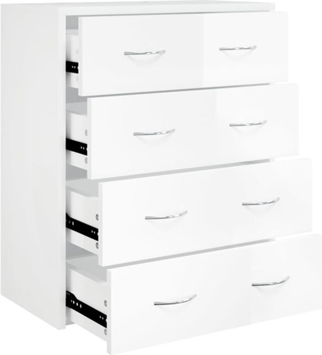 Vidaxl Kommode mit 4 Schubladen, 60 x 30,5 x 71 cm, Hochglanz Weiß