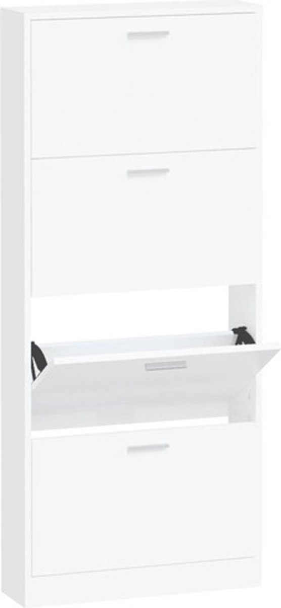 vidaXL Schuhschrank Weiß 59x17x150 cm Holzwerkstoff anti-blitz weiße