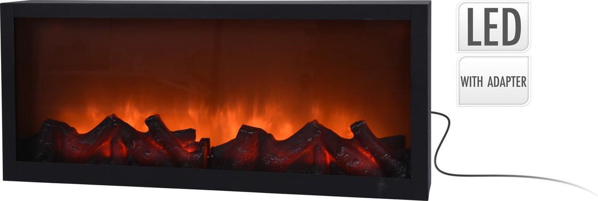 Elektrischer Kamin LED Metall Schwarz 57x25 cm
