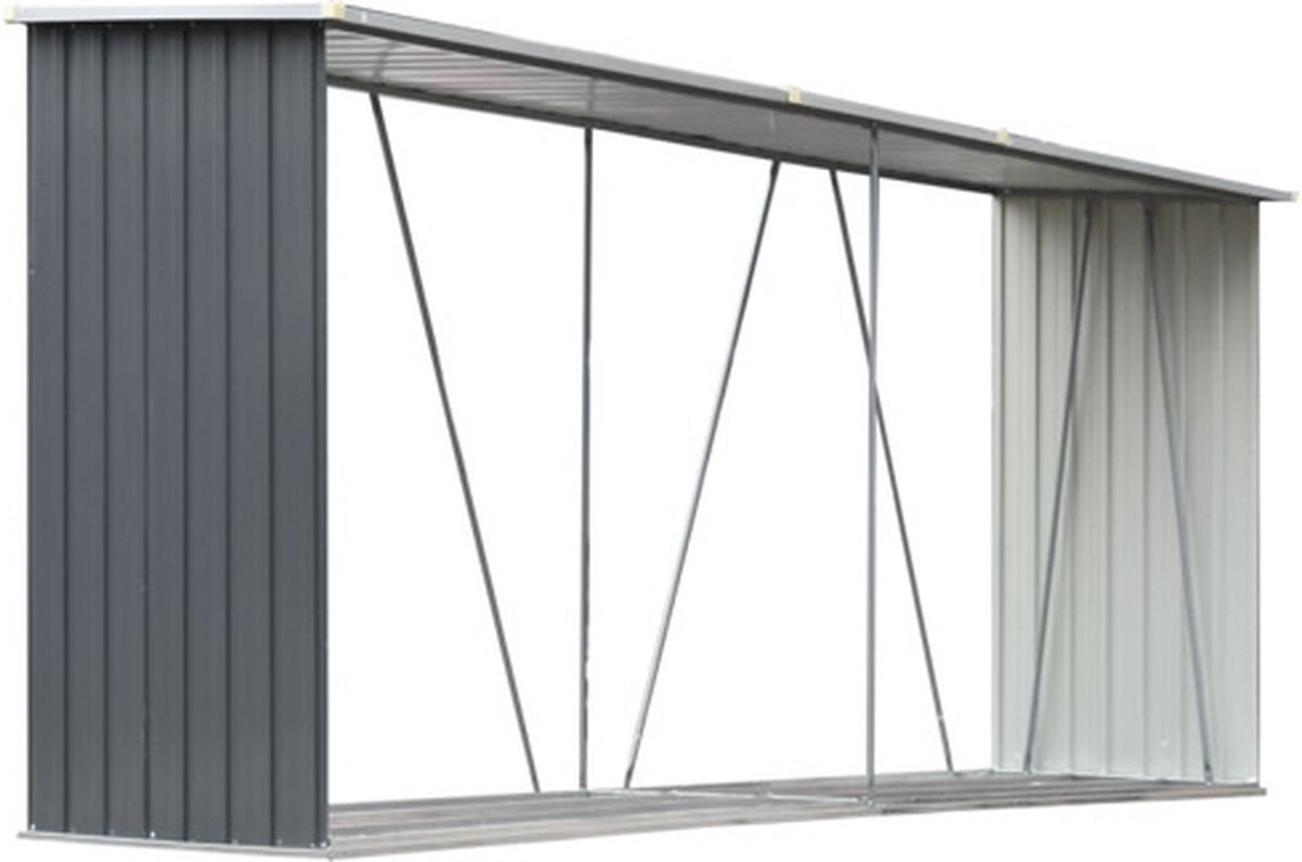 vidaXL Brennholzlager aus verzinktem Stahl 330x84x152 cm Grau graue