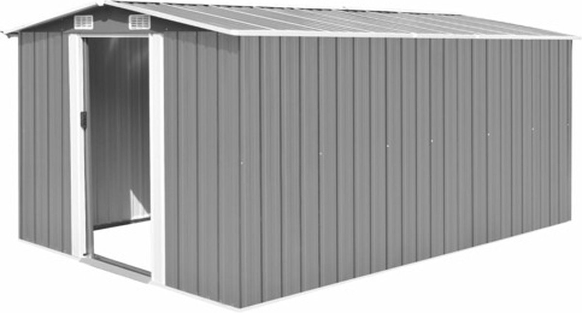 vidaXL Gerätehaus 257x392x181 cm Metall Grau graue