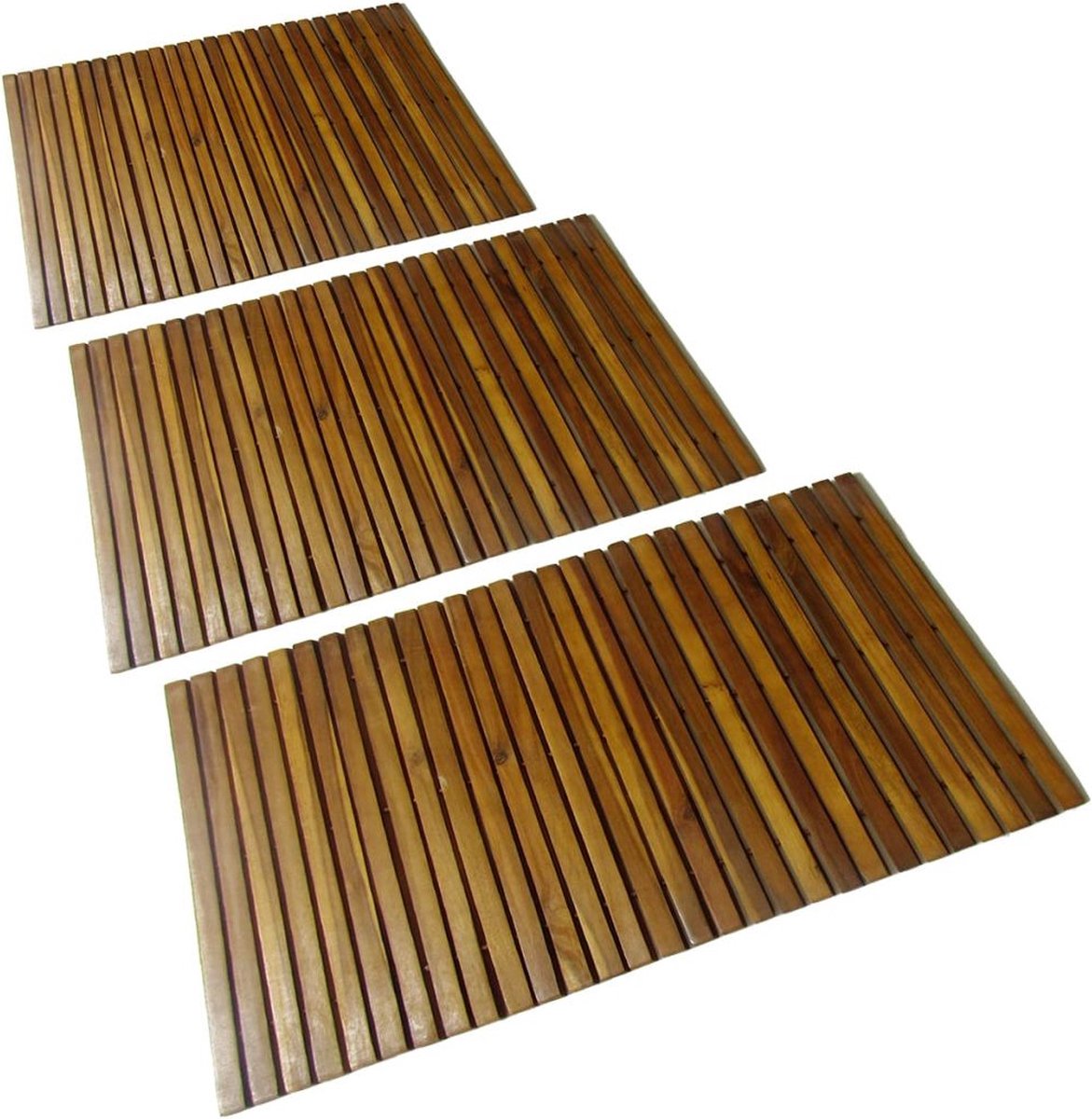 3 x Akazienholz Badematte 80 x 50 cm braun
