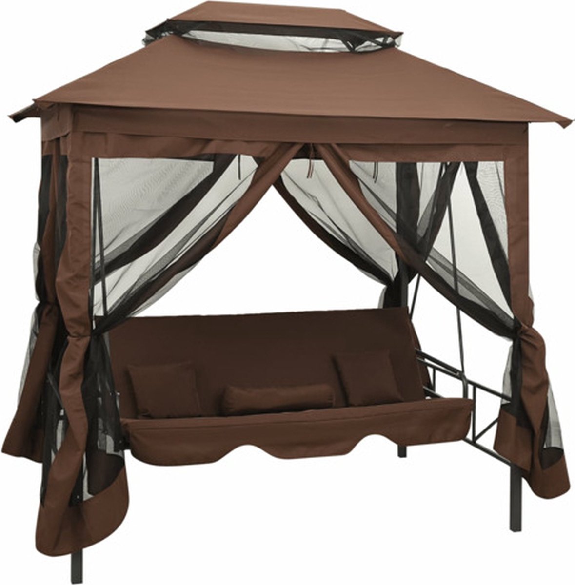 vidaXL Pavillon Umwandelbare Schaukelbank Kaffeebraun braun