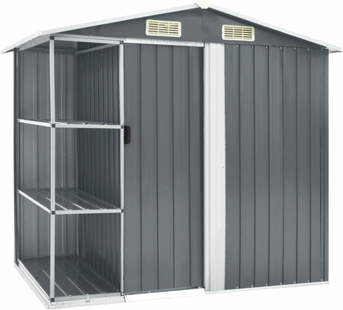 vidaXL Gartenhaus mit Regal Grau 205x130x183 cm Eisen