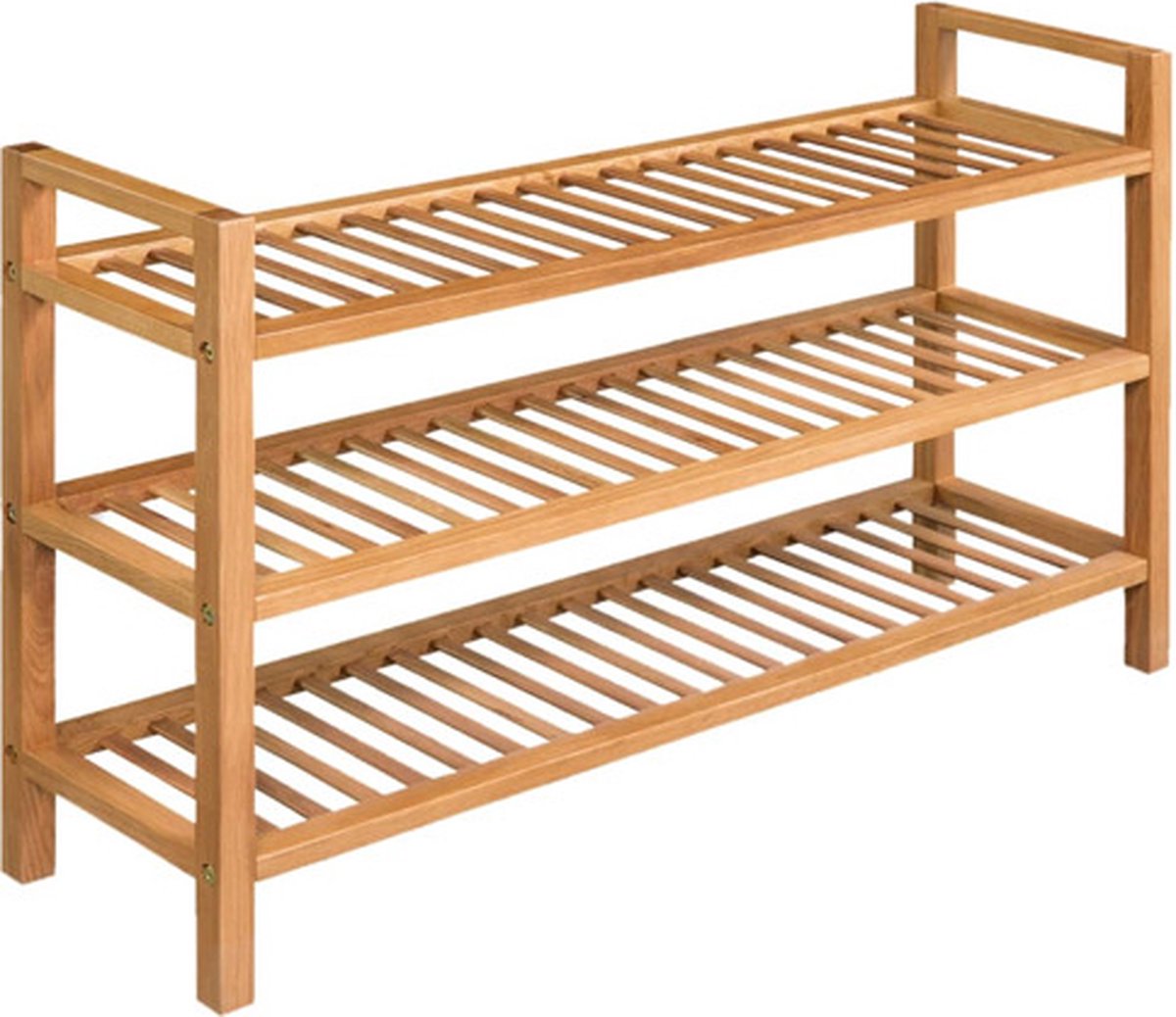 Vidaxl Schuhregal mit 3 Regalböden, 100x27x60 cm, Massives Eichenholz