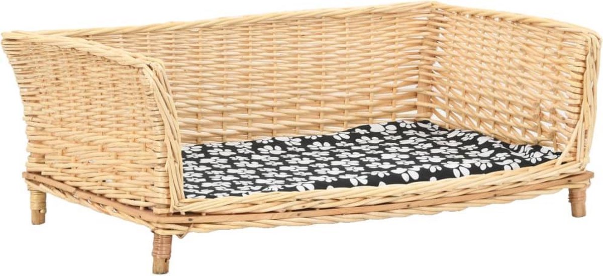vidaXL Hundekorb mit Kissen, 90 x 54 x 35 cm, Naturweide