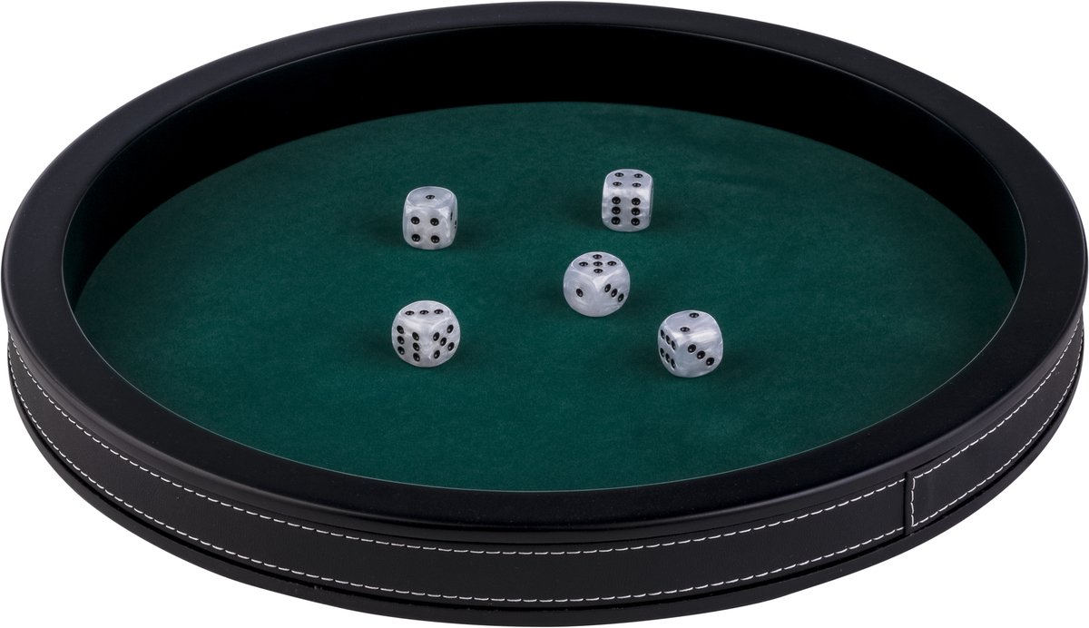 Piste de dés - ENGELHART - 34 cm - Similicuir noir - Feutre vert - Rebords hauts schwarz
