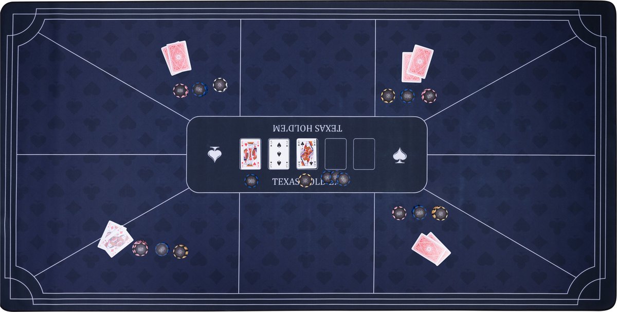Poker-Tischdecke - ENGELHART - 180 cm x 90 cm - Rutschfest - Polyester und Gummi - 3 mm Dicke blau