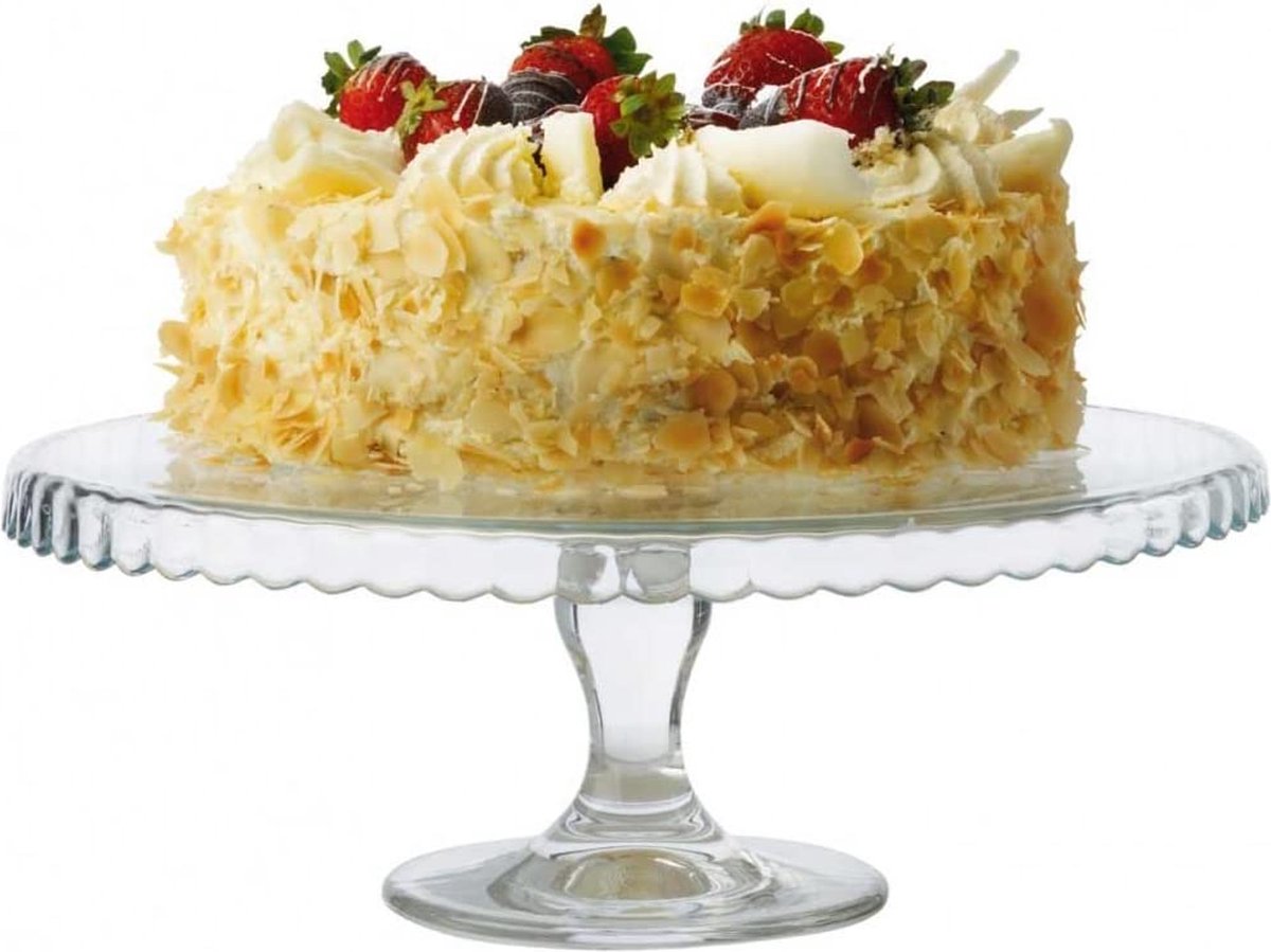Eleganter Glas-Kuchenständer auf Fuß 32cm Runde Dessertplatte