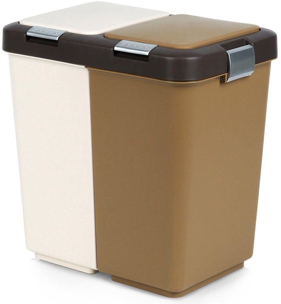 Orion Doppelmülleimer mit 2 x 10 L Fächern, Weiß und Braun
