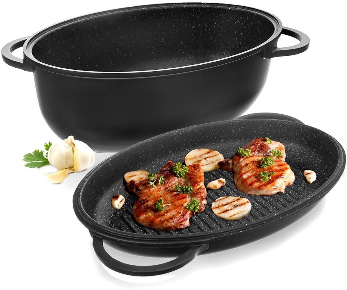 Granit-Bräter mit Deckel 2in1 GRANDE 10 l, 43x28 cm