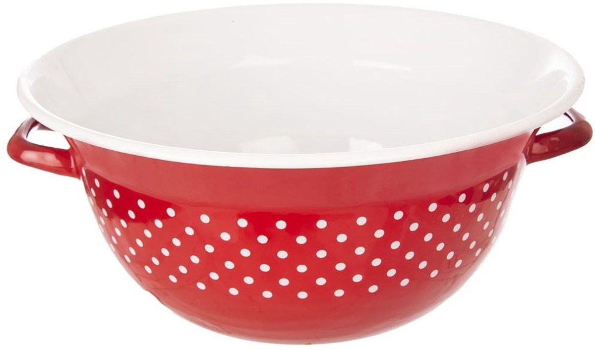 TECKA rote emaillierte Punktmuster Küchenschüssel 34 cm, 9 l