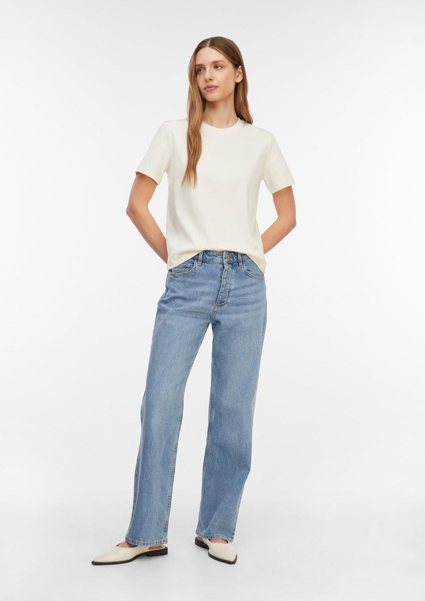 Damen Straight Jeans mit fünf Taschen und Gürtelschlaufen gewaschen COMMA