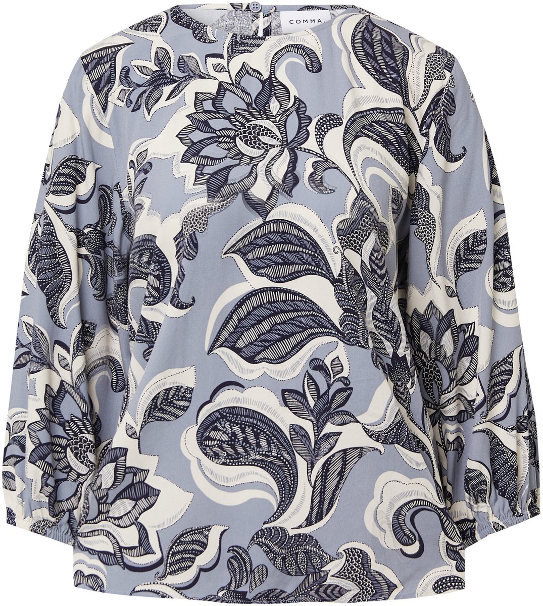 Damen Bluse aus Viskose mit ganzflächigem Druckmuster und 3/4-Ärmeln COMMA