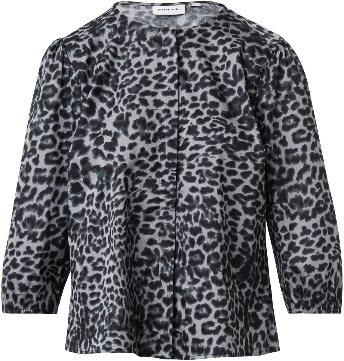 Bluse aus Popelin mit Leopardenmuster und 3/4 Puffärmeln Damen COMMA