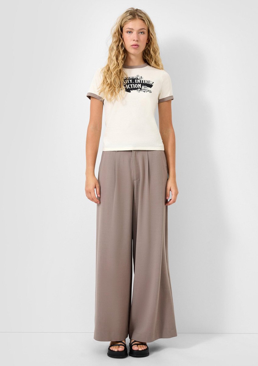 Hoch taillierte, elastische, plissierte Weite Hose für Damen QS
