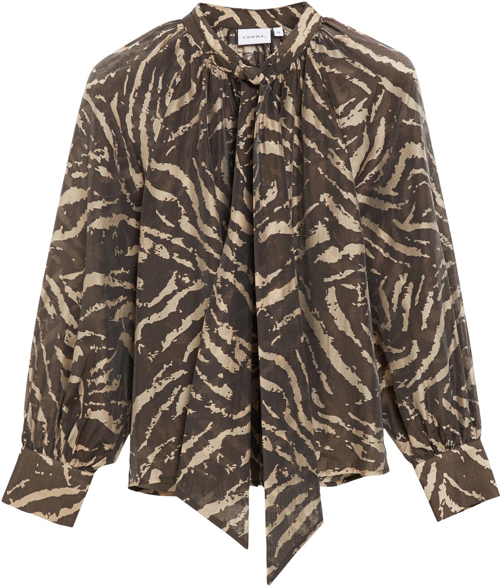 Tiermuster Damenbluse mit Knotendetail COMMA