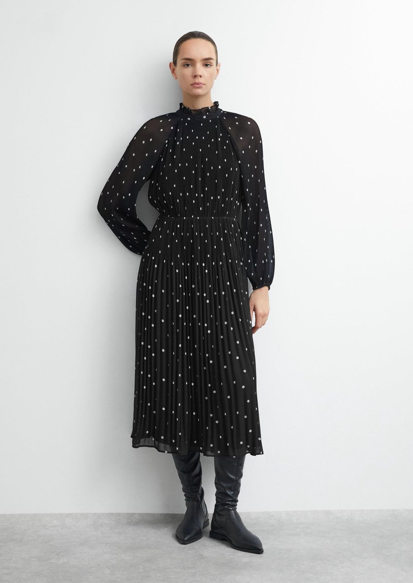 Damen-Punkted-Chiffonkleid COMMA