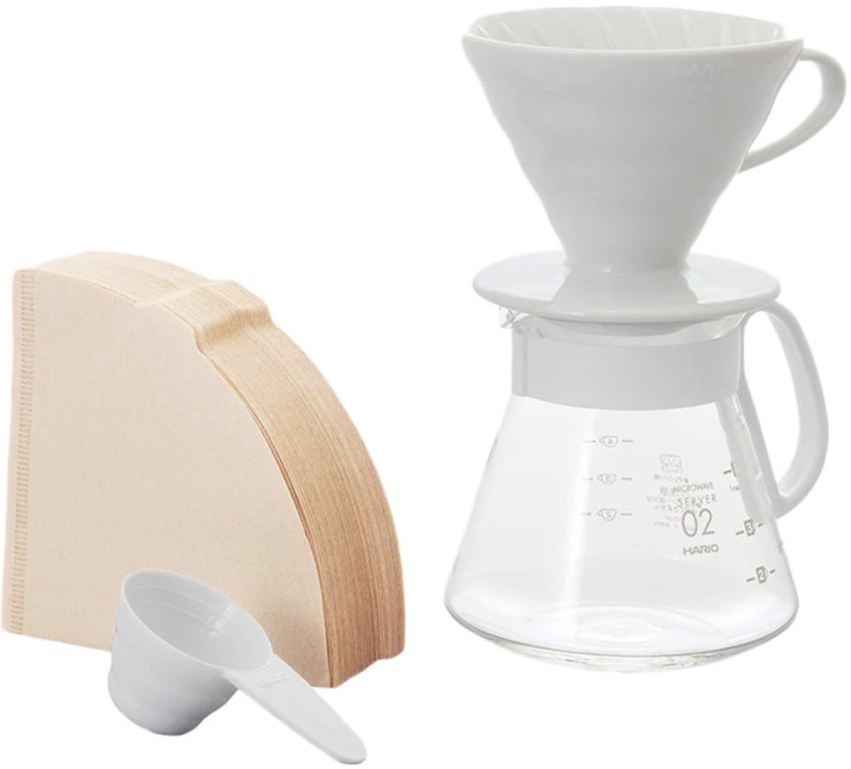 Hario V60 02 Craft Ceramic Dripper Set, Kit för manuell kaffebryggning - Vit