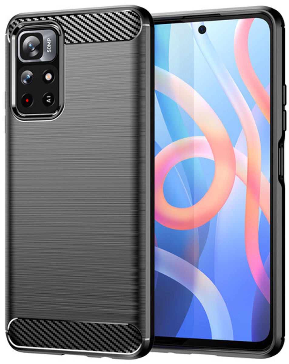 Hurtel Carbon Case Flexible Cover Sleeve for Xiaomi Redmi Note 11 Black
